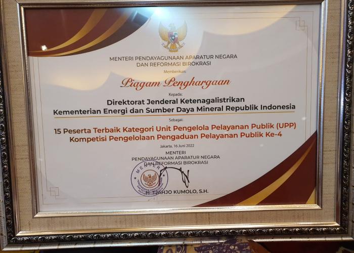 Ditjen Ketenagalistrikan Peroleh Penghargaan Pengaduan Layanan Publik - Gambar 3
