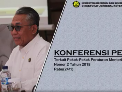 konferensi pers sosialisasi Permen ESDM No 2 tahun 2018 tentang Pemberlakukan Wajib SNI Bidang Ketenagalistrikan, Rabu (24/1).